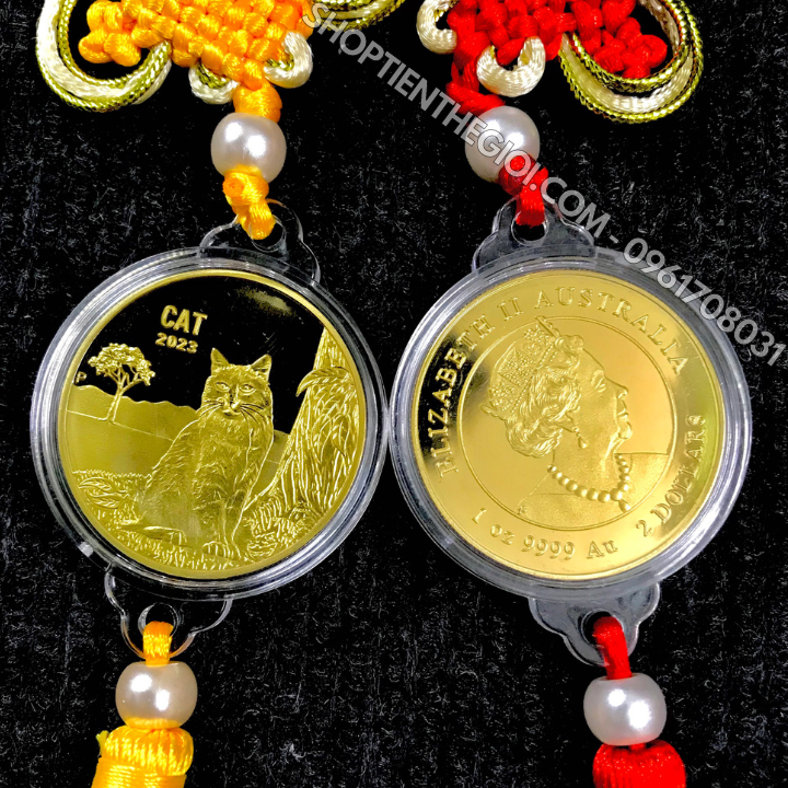 Dây Treo Ô Tô Xu Úc Hình Con Mèo Vàng - SP005898